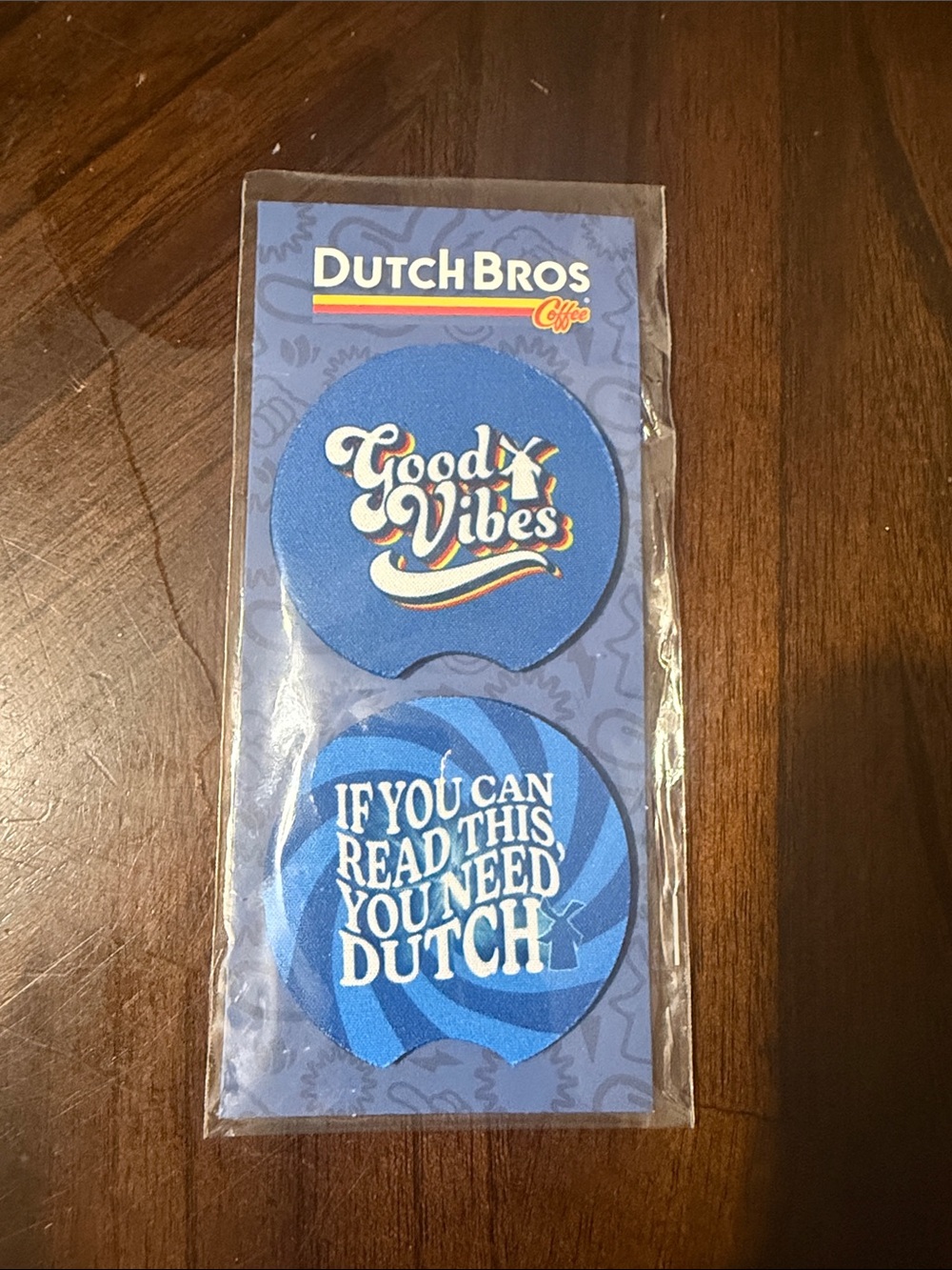 Dutch Bros- GOOD VIBES car coasters- 2 pcs